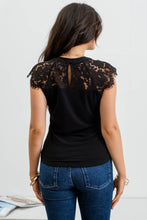 Load image into Gallery viewer, SCALLOP EDGE LACE TOP: BLACK
