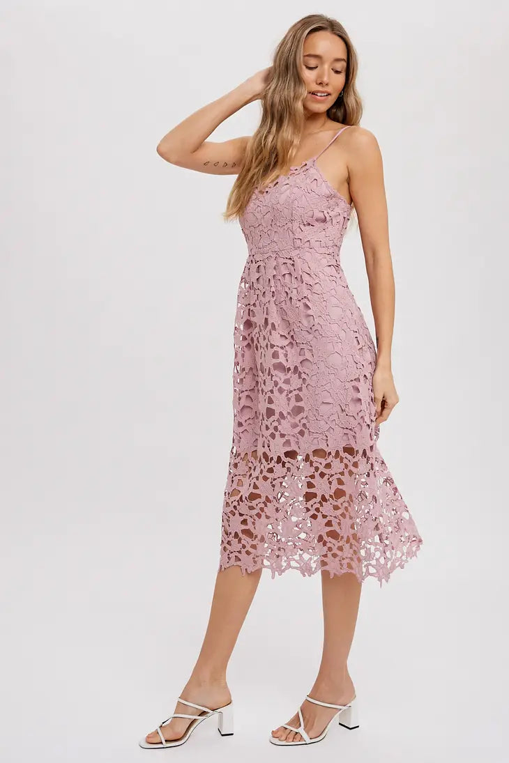 Crochet Lace Midi Dress – Covet320